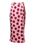 Dolce & Gabbana Pink Polka Dot Silk Pencil Cut Midi Skirt by Dolce & Gabbana