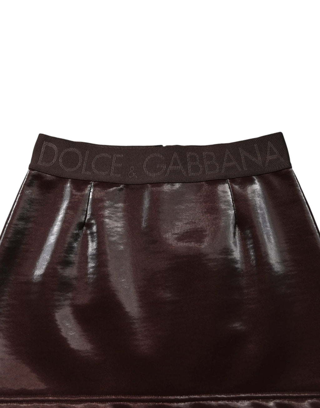 Dolce & Gabbana Dark Brown Cotton Fitted High Waist Mini Skirt by Dolce & Gabbana