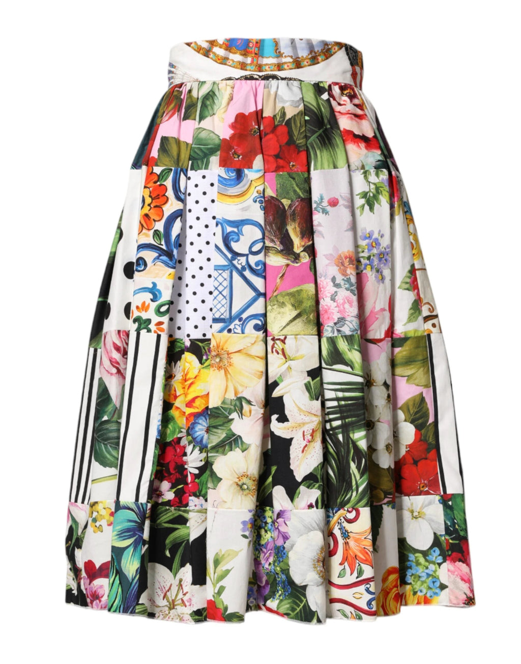 Dolce & Gabbana Multicolor Patchwork High Waist Midi Skirt by Dolce & Gabbana