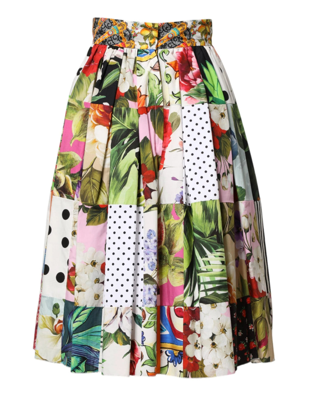 Dolce & Gabbana Multicolor Patchwork High Waist Midi Skirt by Dolce & Gabbana