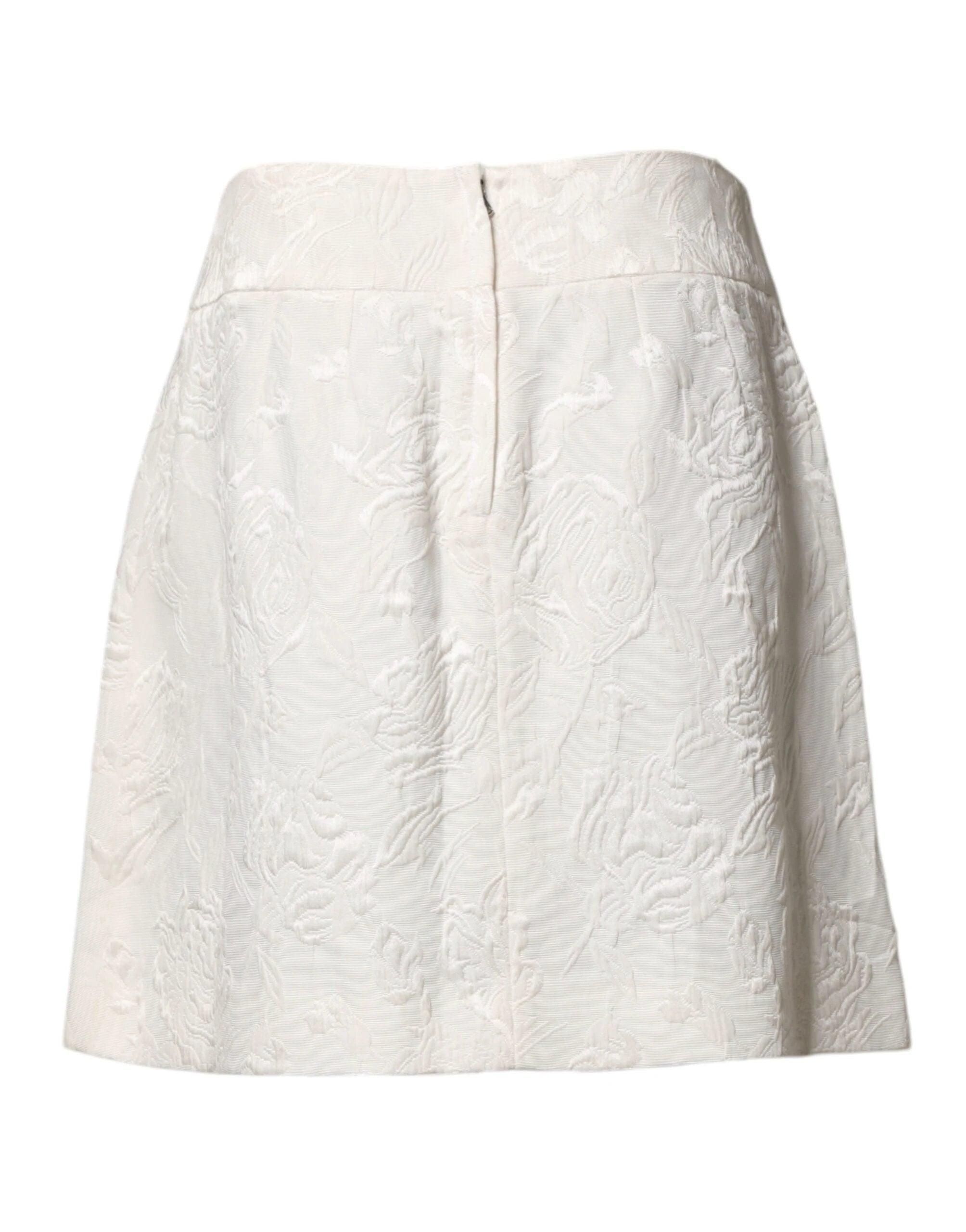 Dolce & Gabbana White Floral Brocade High Waist Mini Skirt by Dolce & Gabbana