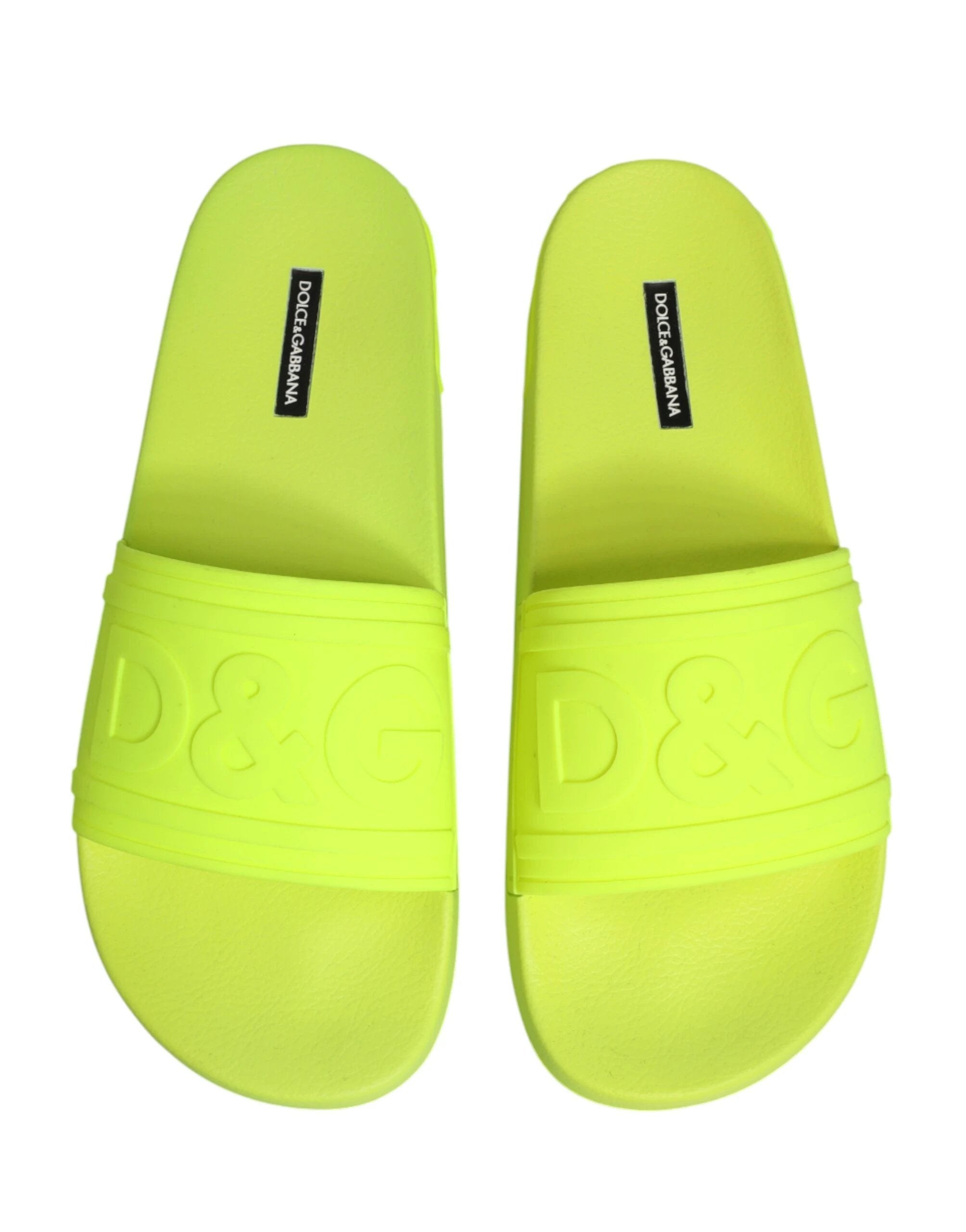 Dolce & Gabbana Green Rubber Slides Sandals Beachwear Shoes by Dolce & Gabbana