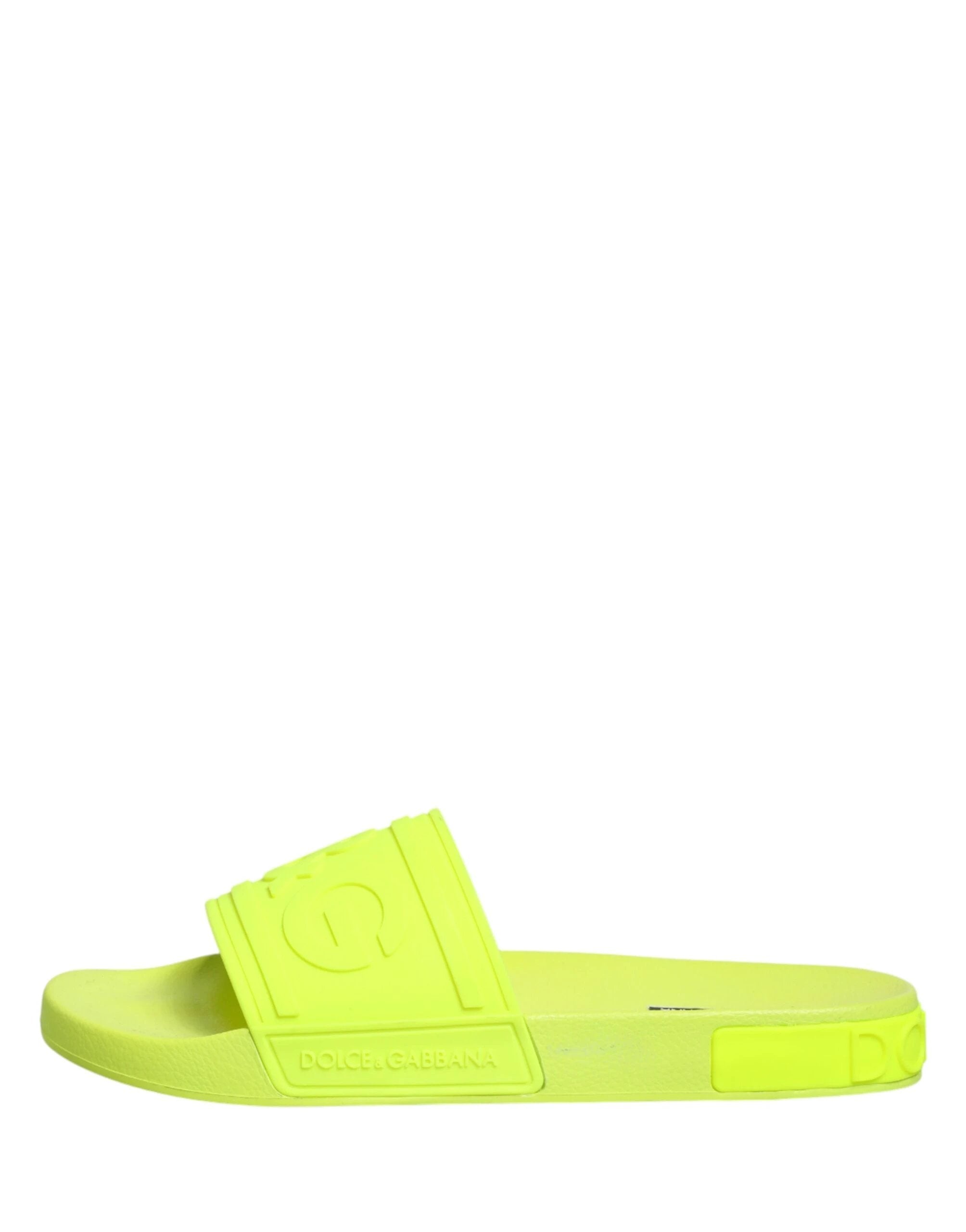 Dolce & Gabbana Green Rubber Slides Sandals Beachwear Shoes by Dolce & Gabbana