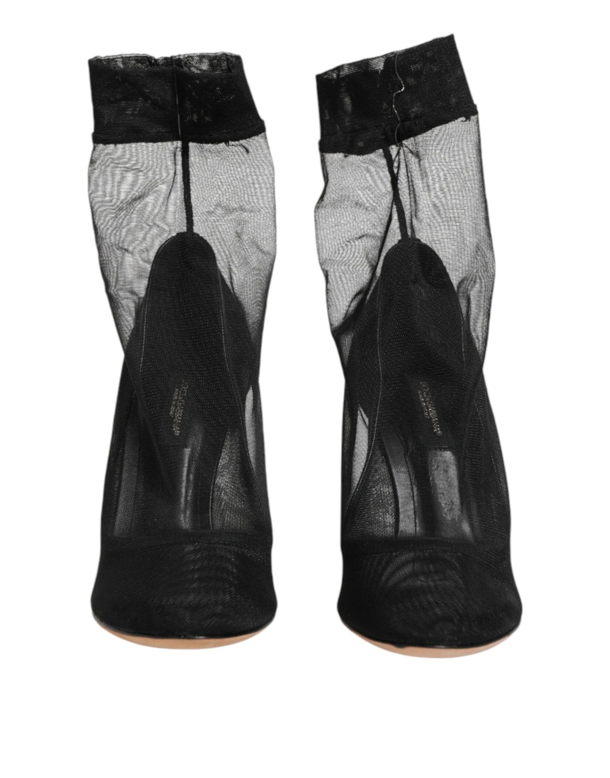 Dolce & Gabbana Black Nylon Stretch Mesh Sock Boots Shoes by Dolce & Gabbana