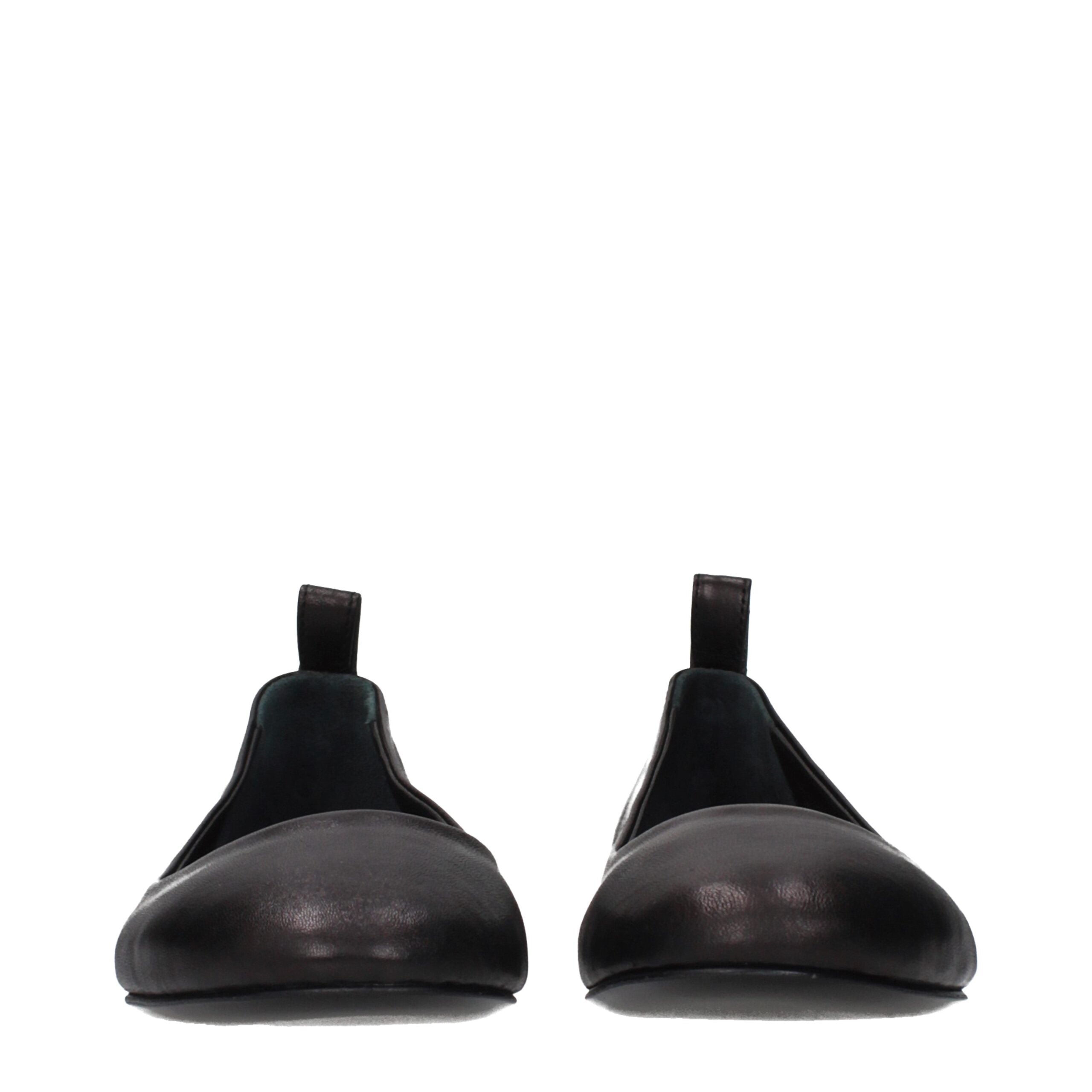 The Attico Black Leather Ballet Flats
