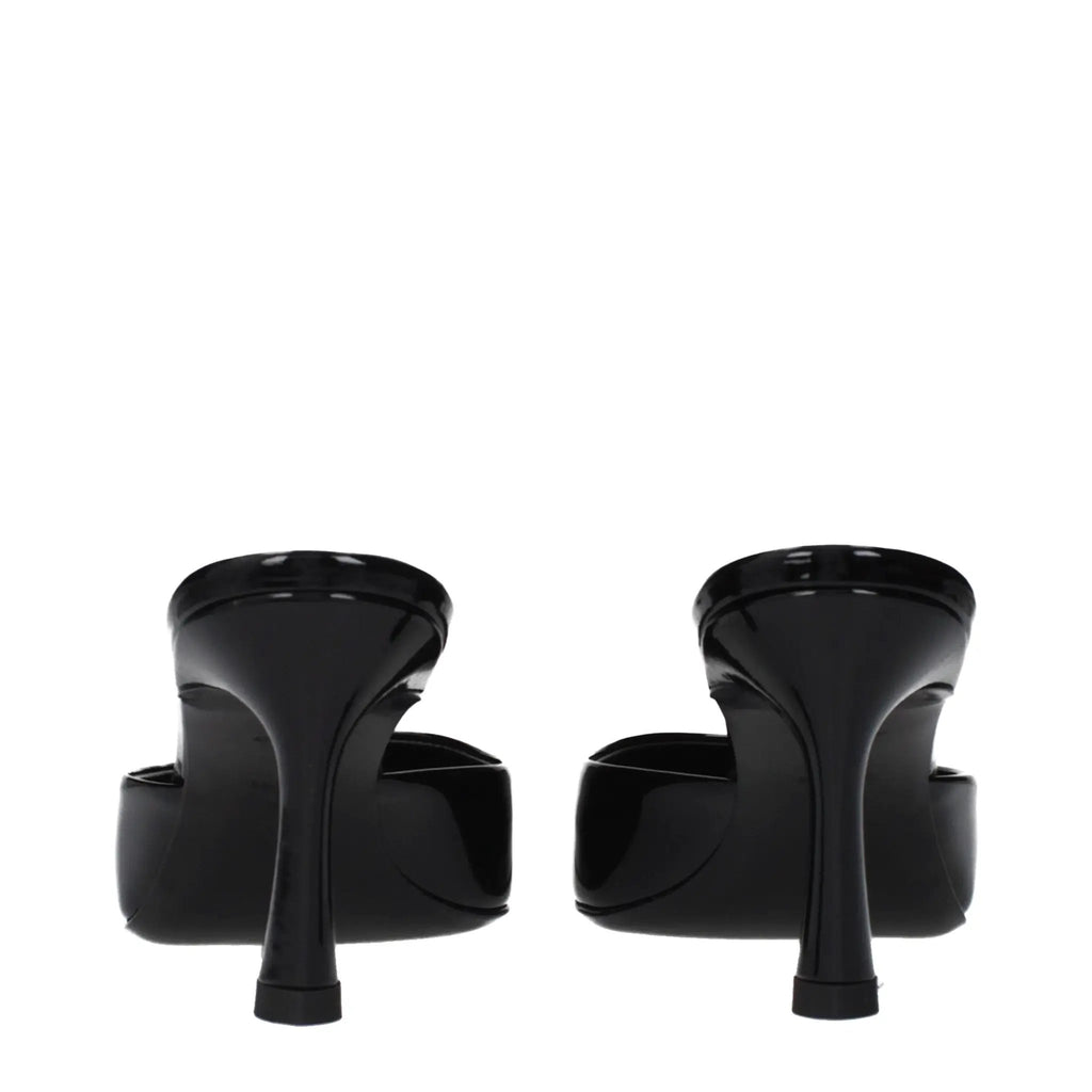 The Attico Black Leather Flat Sandals