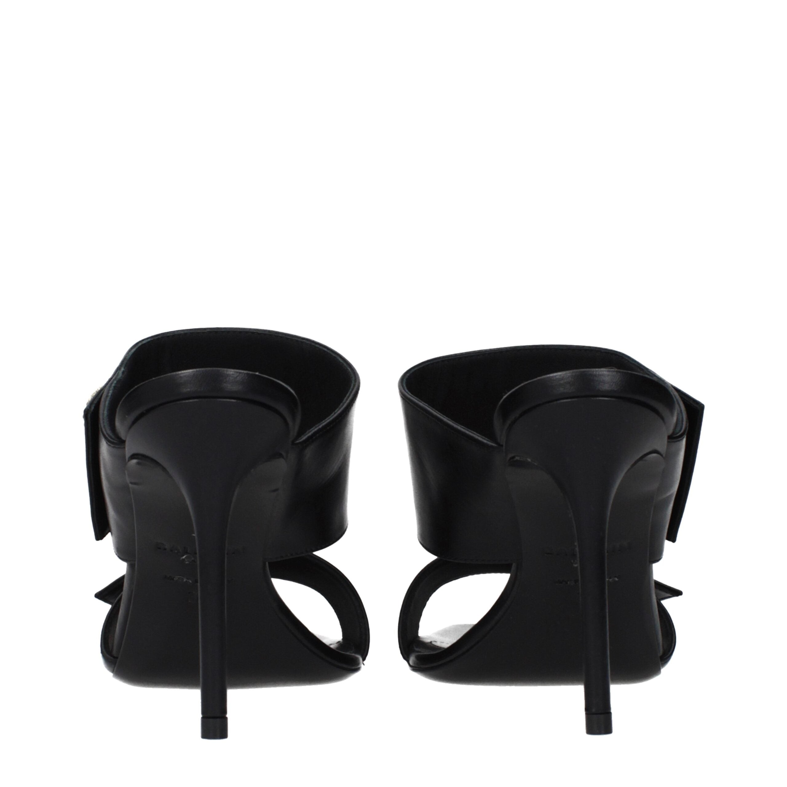 Balmain Black Leather Stiletto Heel Sandals