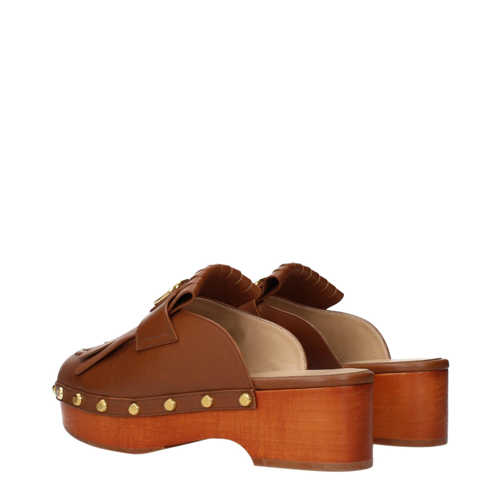 Pantoufles en cuir marron Valentino Garavani