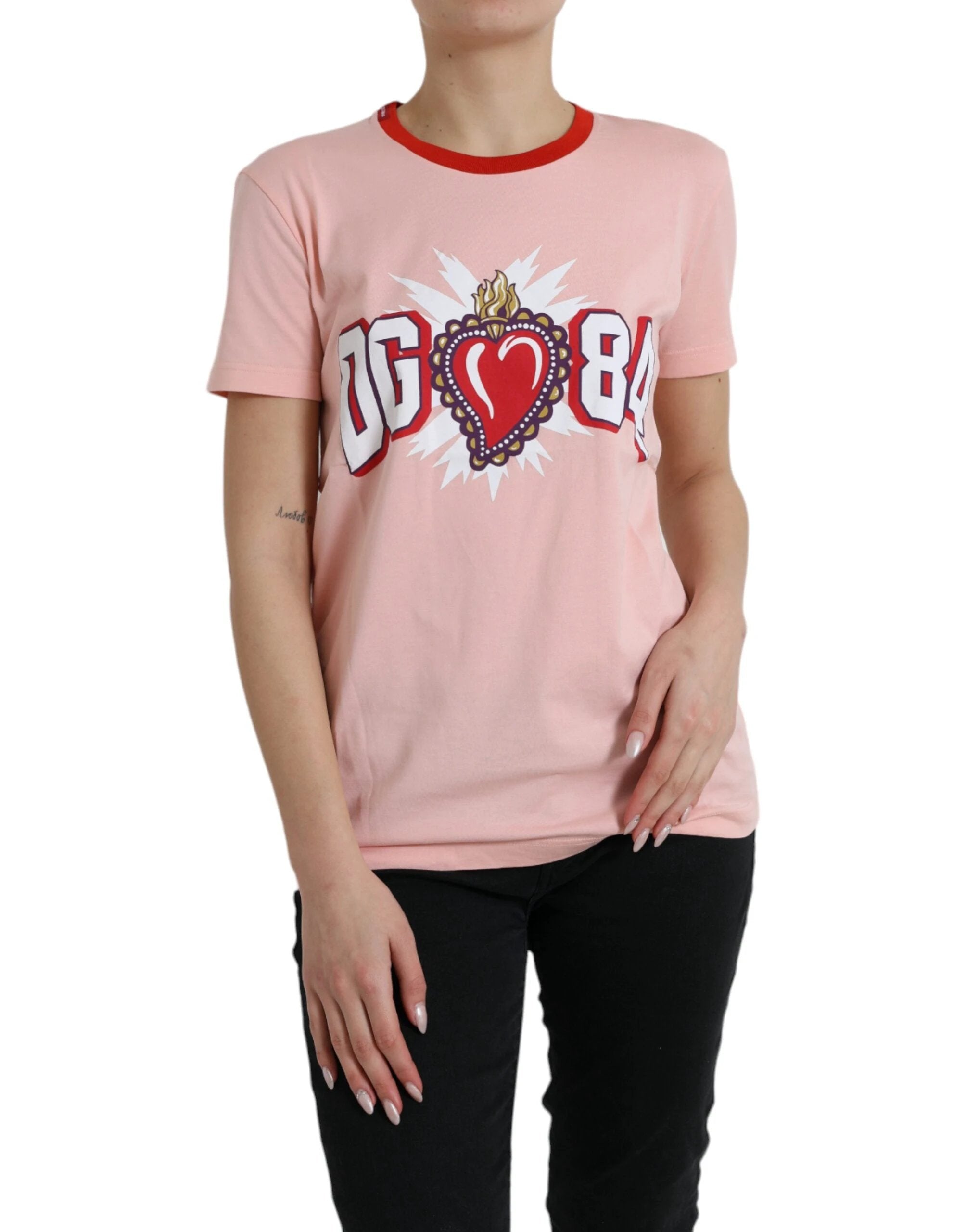 Dolce & Gabbana Pink Graphic Print Cotton Crew Neck T-shirt by Dolce & Gabbana