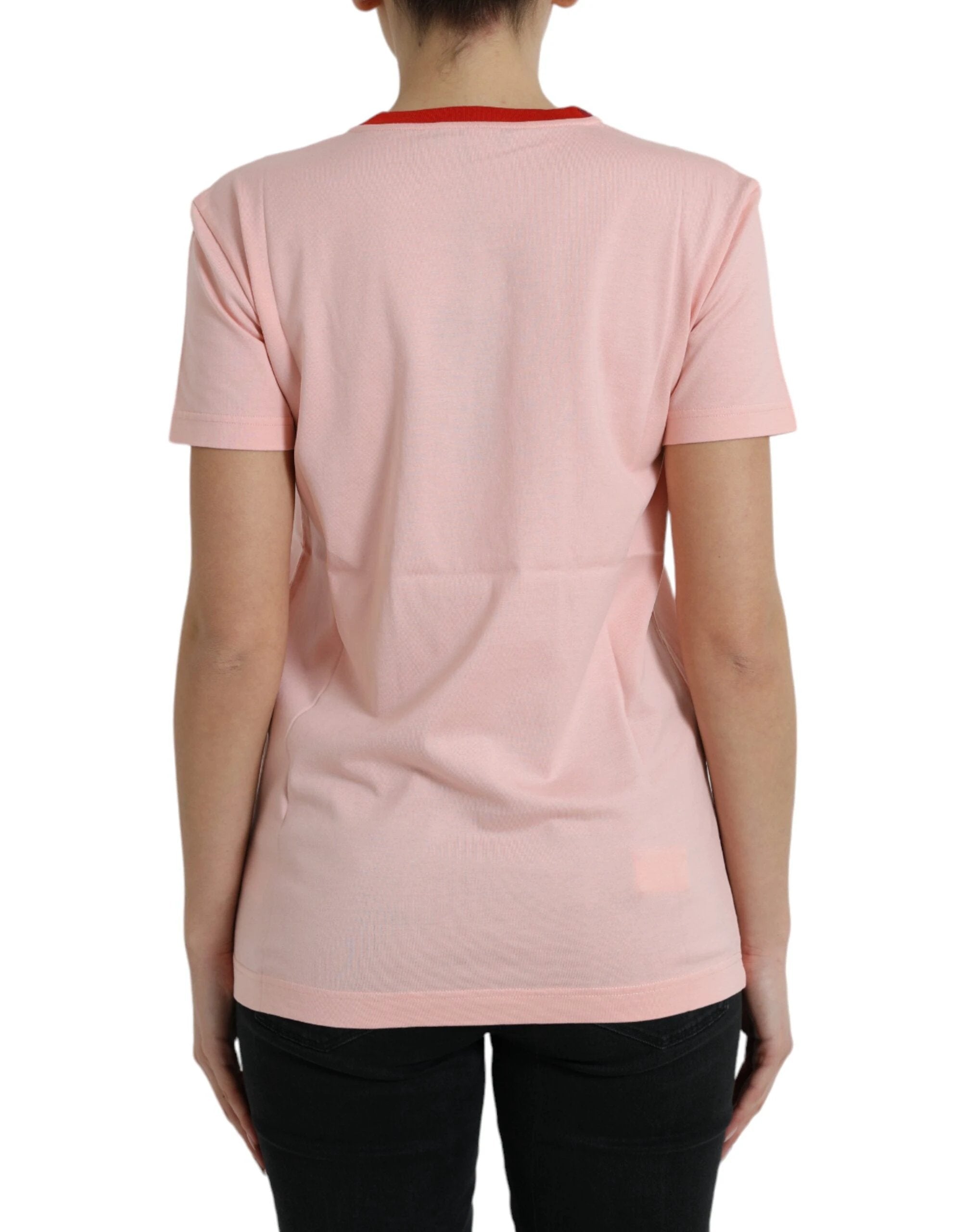 Dolce & Gabbana Pink Graphic Print Cotton Crew Neck T-shirt by Dolce & Gabbana