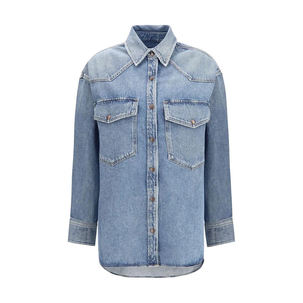 Chemise en denim bleu doré