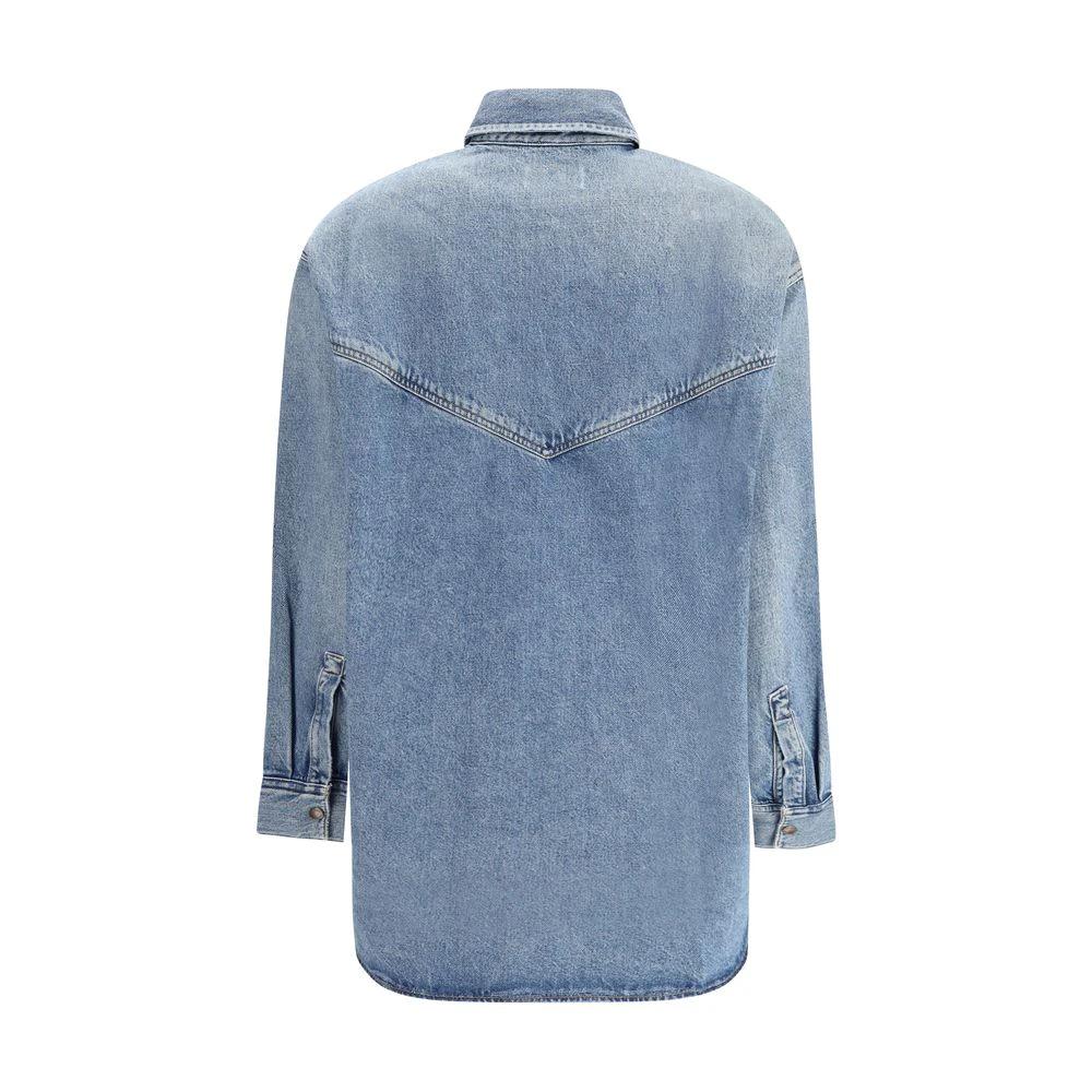 Chemise en denim bleu doré