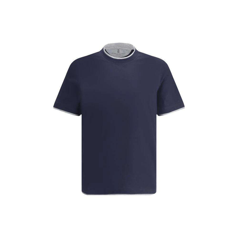 Brunello Cucinelli Blue Cotton T-Shirt by Brunello Cucinelli