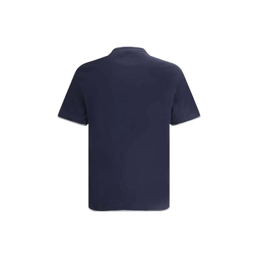 Brunello Cucinelli Blue Cotton T-Shirt by Brunello Cucinelli