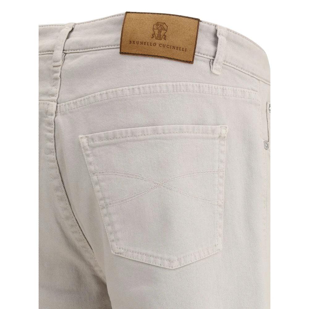 Brunello Cucinelli Beige Cotton Straight-Leg Jeans by Brunello Cucinelli