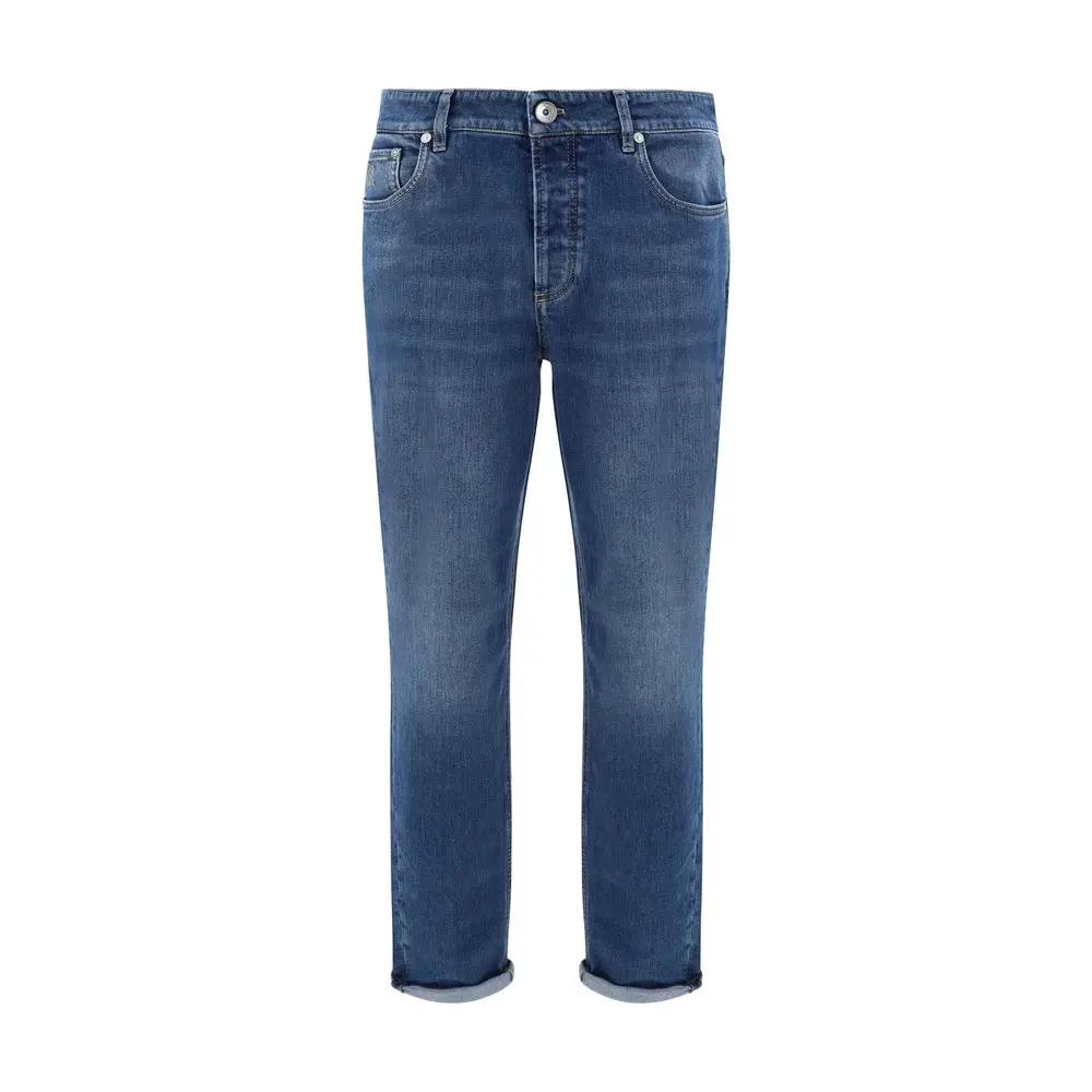 Brunello Cucinelli Blue Cotton Straight-Leg Jeans