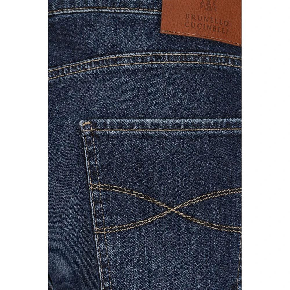 Brunello Cucinelli Blue Cotton Straight-Leg Jeans by Brunello Cucinelli