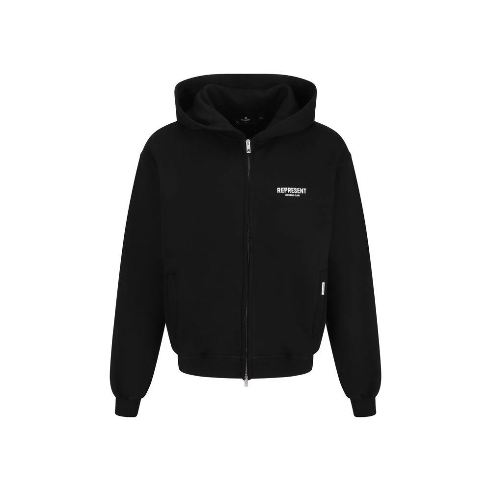 Sweat-shirt en coton noir Représente