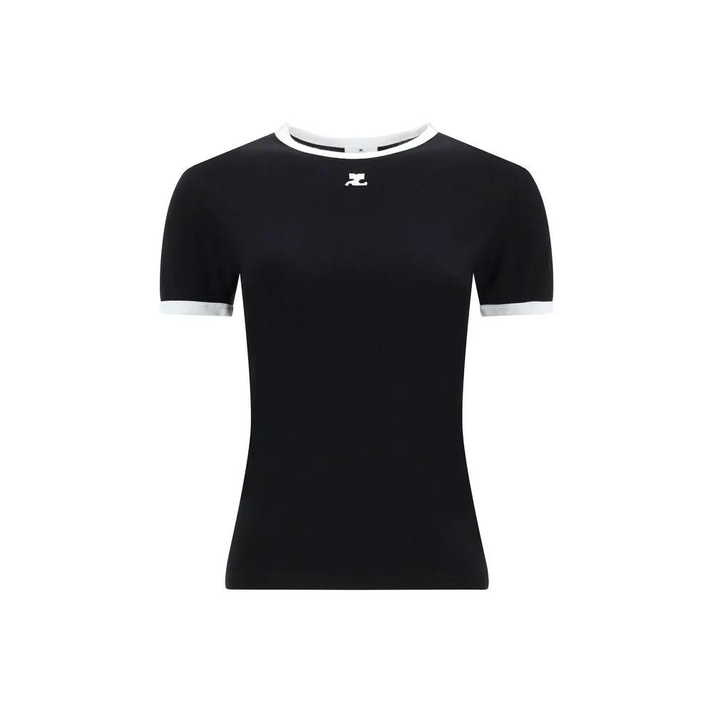 Courrèges Black Cotton T-Shirt