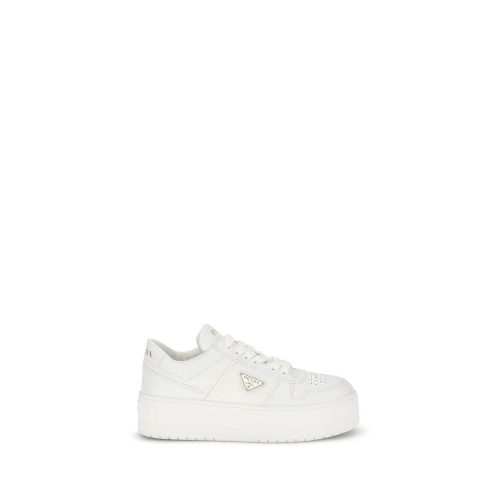 Prada White Calf Leather Bos Taurus Platform Sneakers by Prada