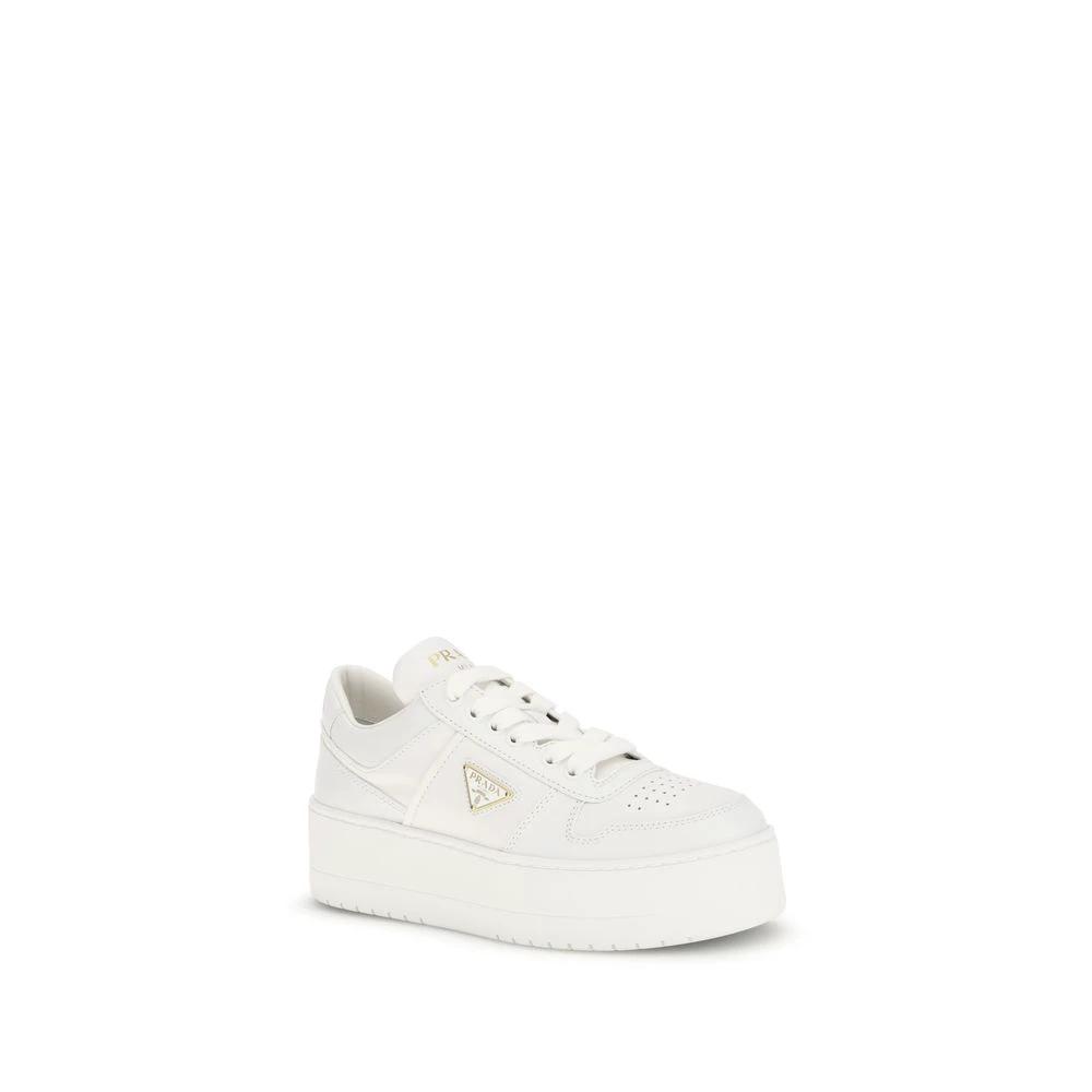 Prada White Calf Leather Bos Taurus Platform Sneakers by Prada