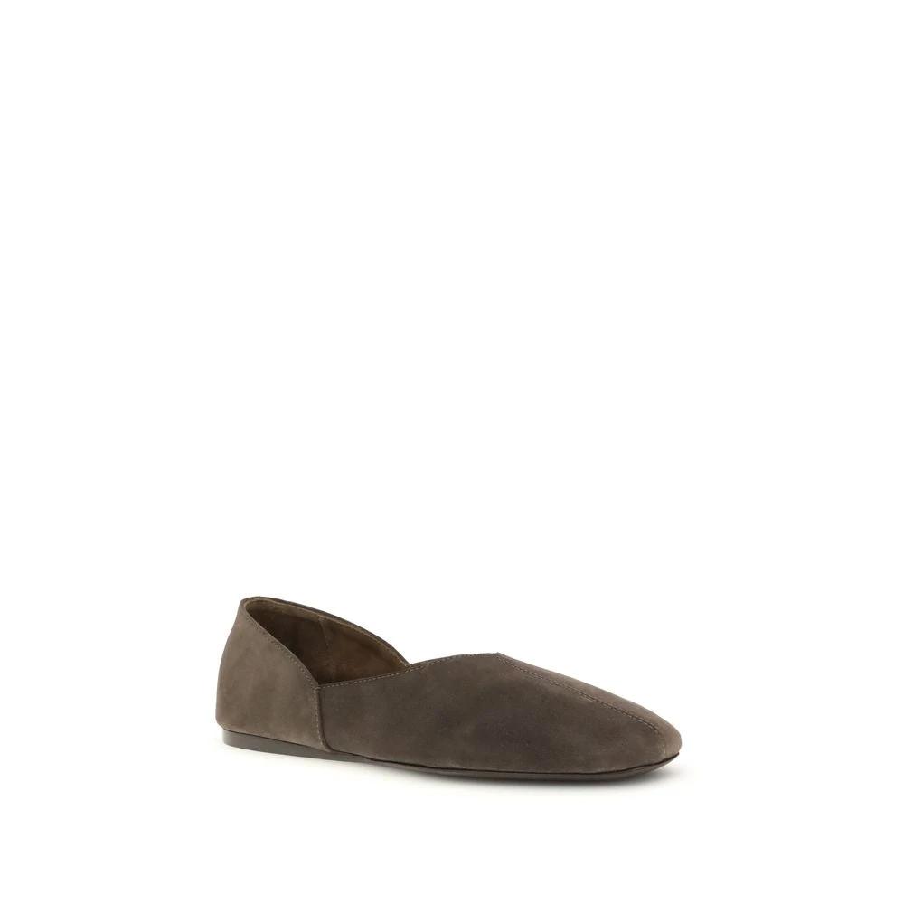 Khaite Brown Calf Leather Bos Taurus Ballet Flats by Khaite