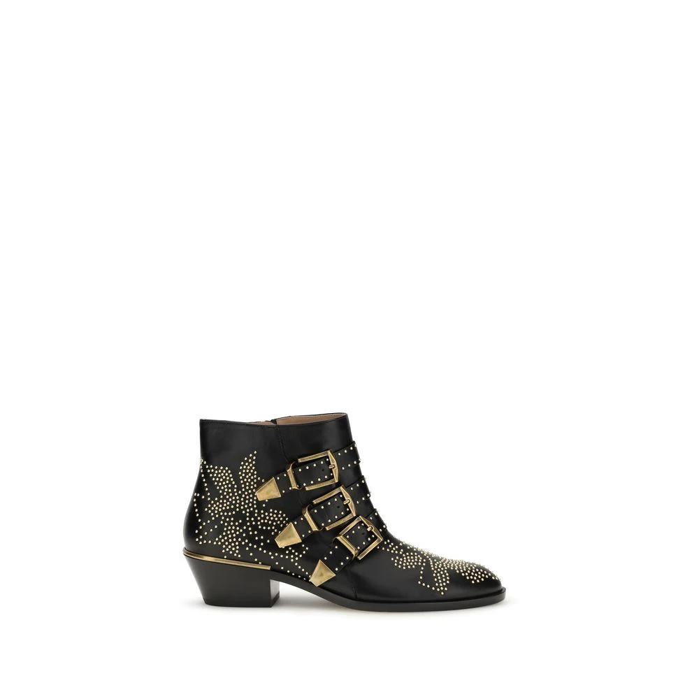 Chloé Black Calf Leather Bos Taurus Lace-Up Boots by Chloé