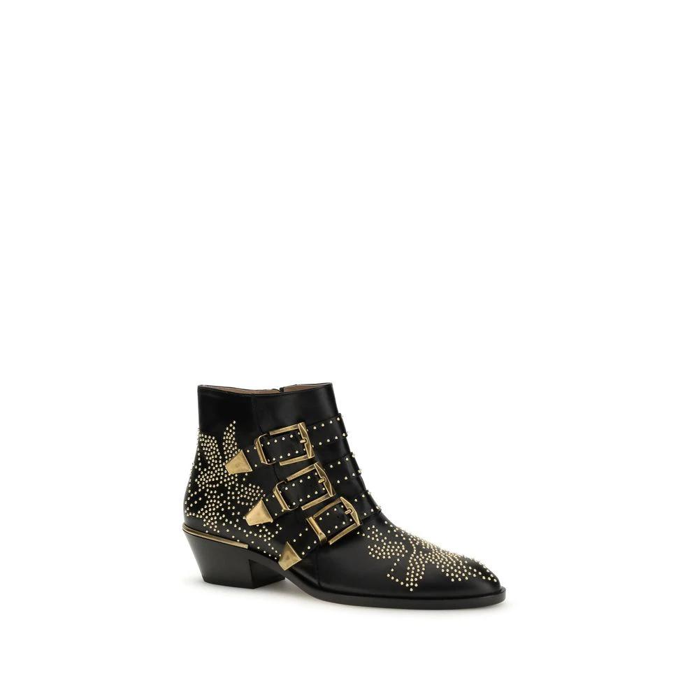 Chloé Black Calf Leather Bos Taurus Lace-Up Boots by Chloé
