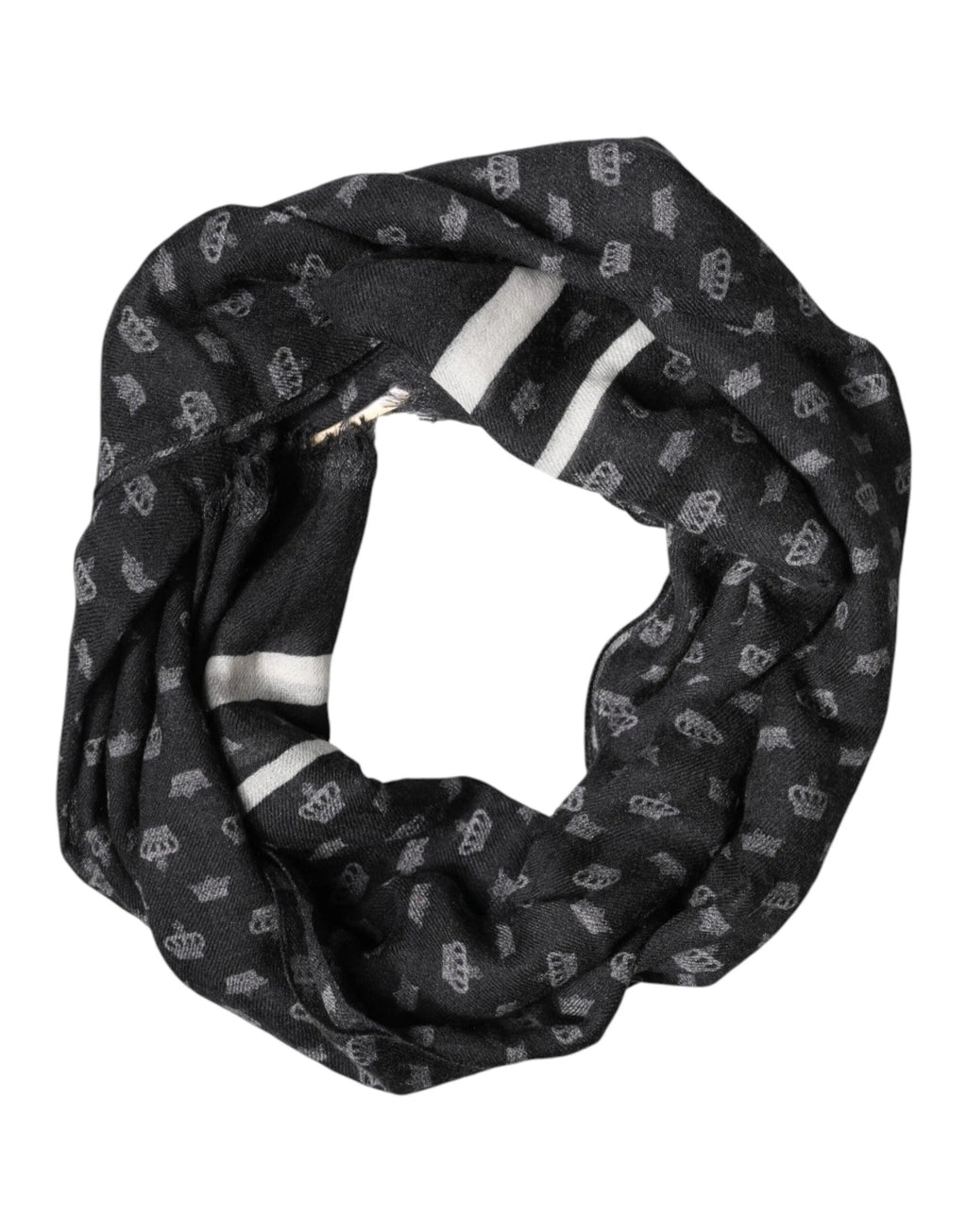 Dolce & Gabbana Black Crown Cashmere Neck Wrap Shawl Scarf by Dolce & Gabbana