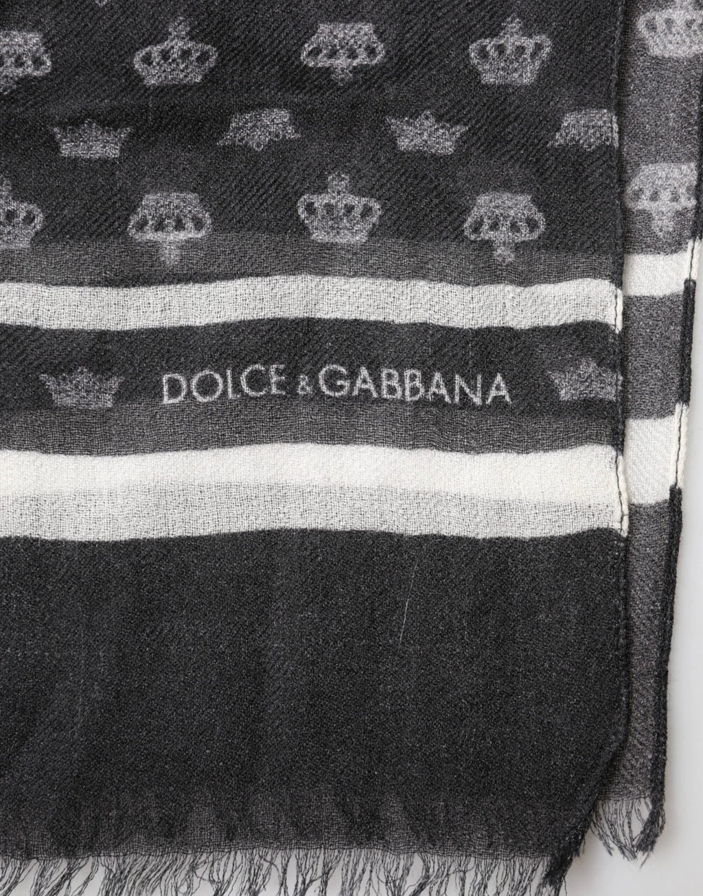 Dolce & Gabbana Black Crown Cashmere Neck Wrap Shawl Scarf by Dolce & Gabbana