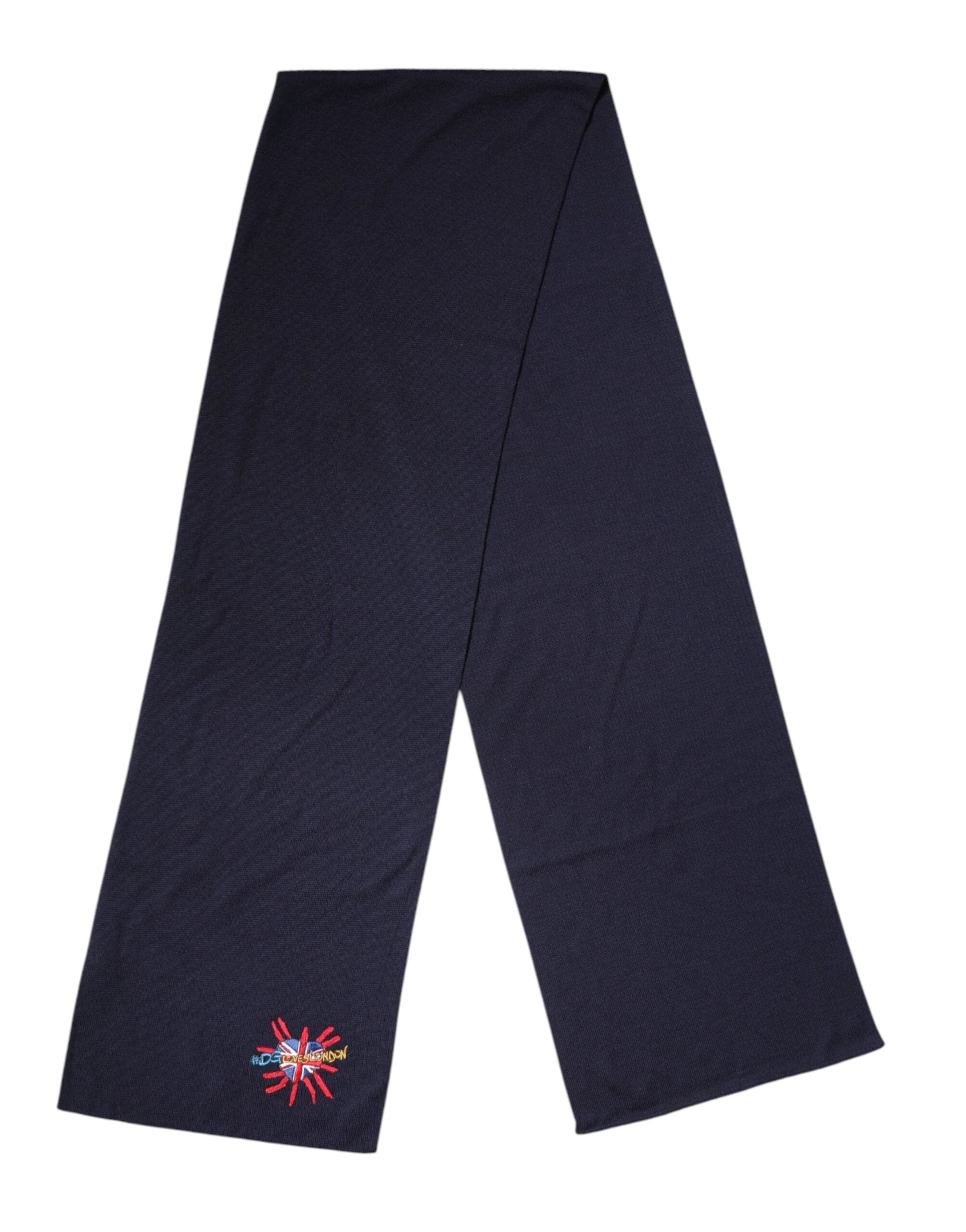 Dolce & Gabbana Blue Wool DG Loves London Neck Wrap Scarf by Dolce & Gabbana