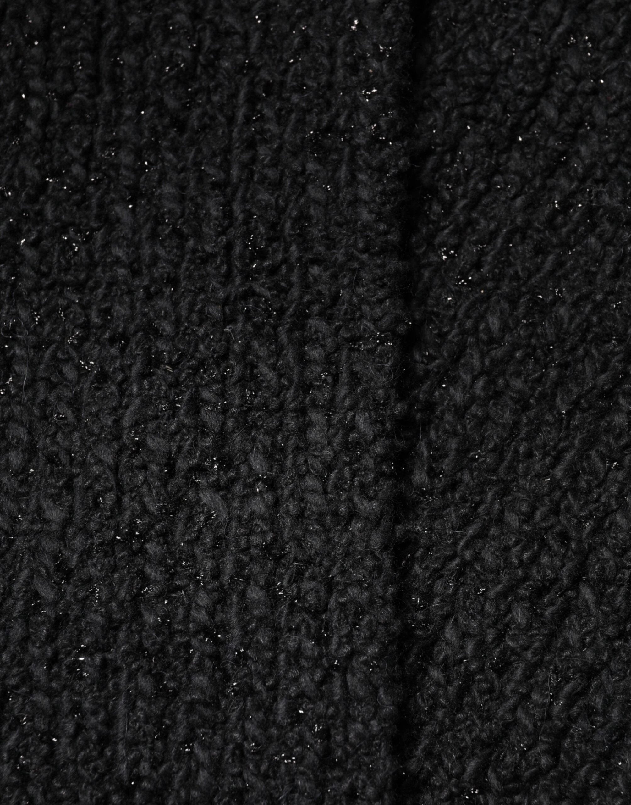 Dolce & Gabbana Black Cashmere Knit Shawl Fringes Scarf by Dolce & Gabbana