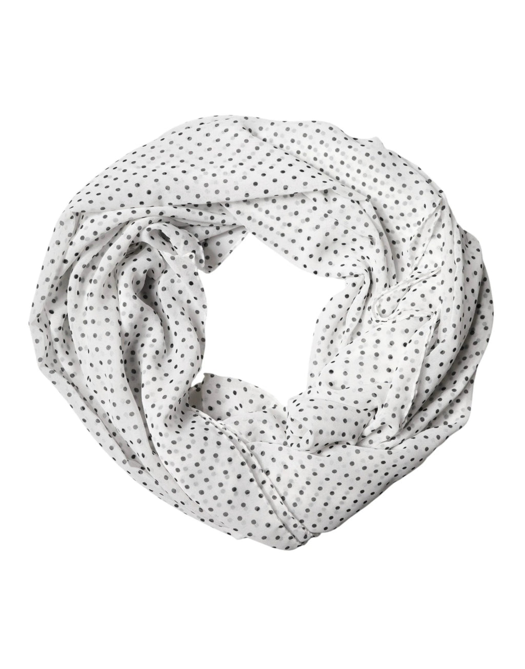 Dolce & Gabbana White Polka Dot Polyester Shawl Scarf by Dolce & Gabbana