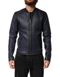 Dolce & Gabbana Blue Nylon Full Zip Bomber Men Jacket by Dolce & Gabbana