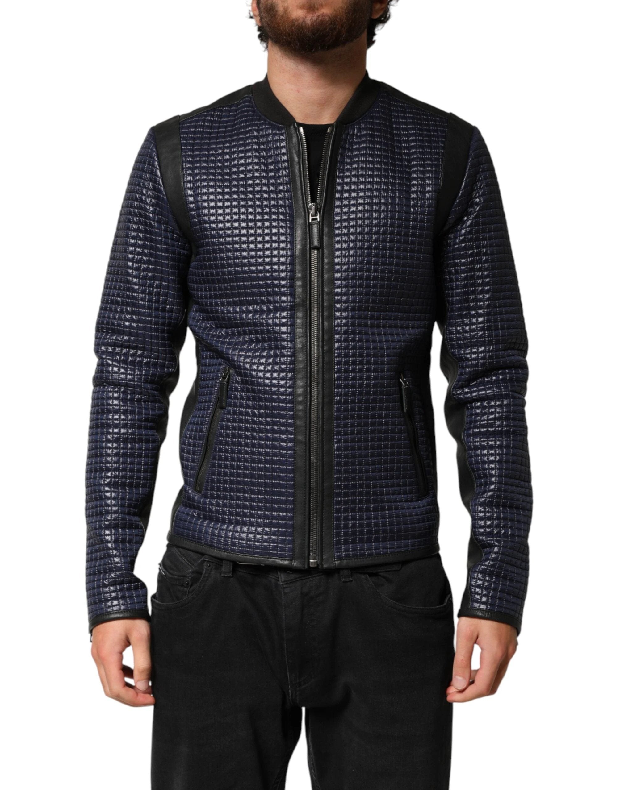 Dolce & Gabbana Blue Nylon Full Zip Bomber Men Jacket by Dolce & Gabbana