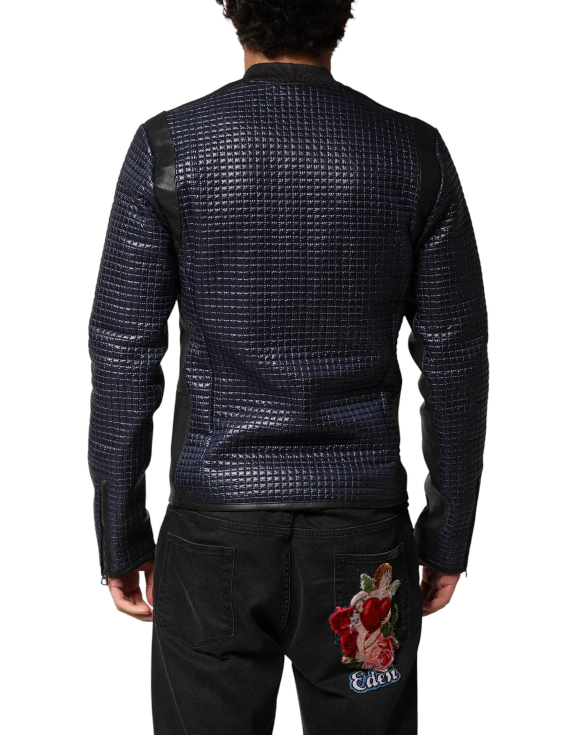 Dolce & Gabbana Blue Nylon Full Zip Bomber Men Jacket by Dolce & Gabbana