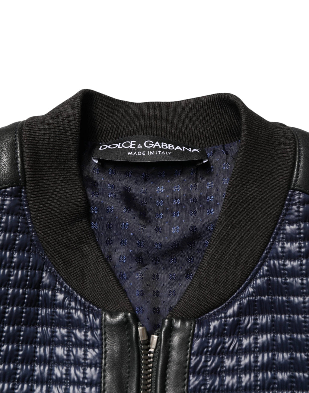 Dolce & Gabbana Blue Nylon Full Zip Bomber Men Jacket by Dolce & Gabbana