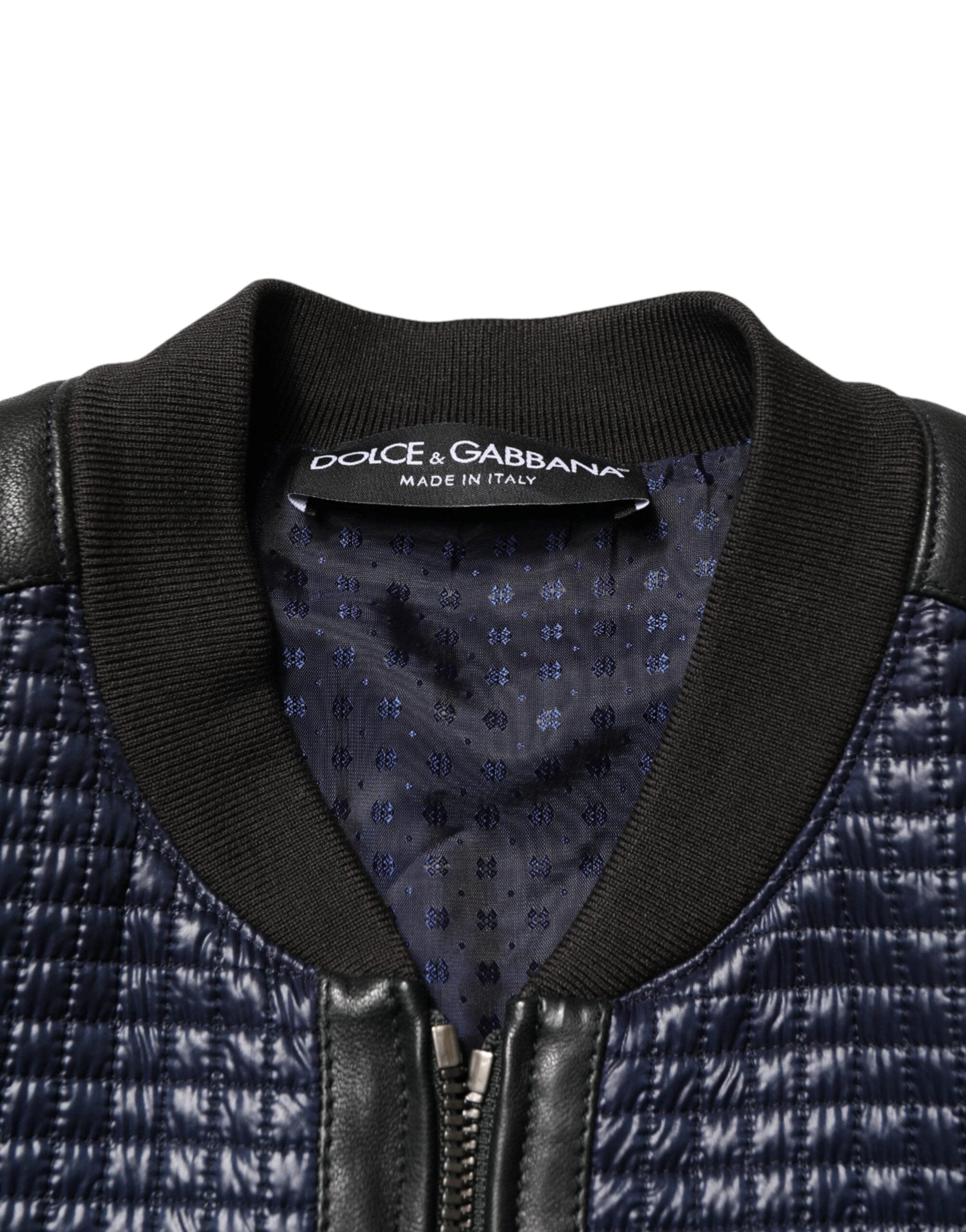 Dolce & Gabbana Blue Nylon Full Zip Bomber Men Jacket by Dolce & Gabbana