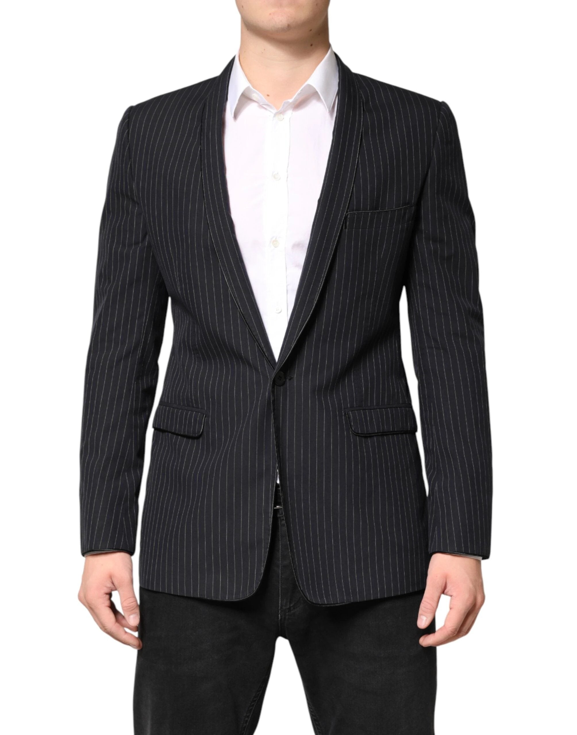 Dolce & Gabbana Black Stripes 1 Button Suit Jacket Blazer by Dolce & Gabbana
