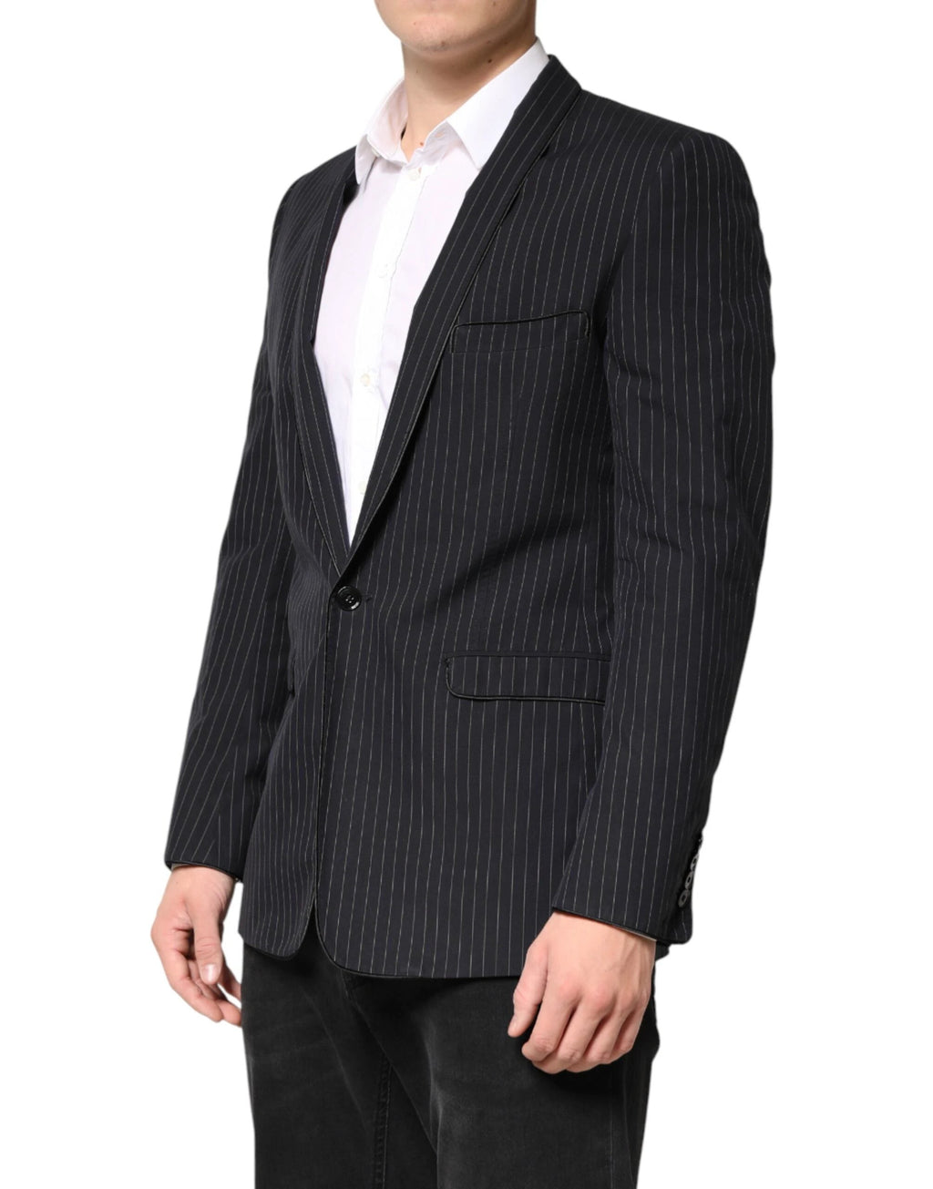 Dolce & Gabbana Black Stripes 1 Button Suit Jacket Blazer by Dolce & Gabbana