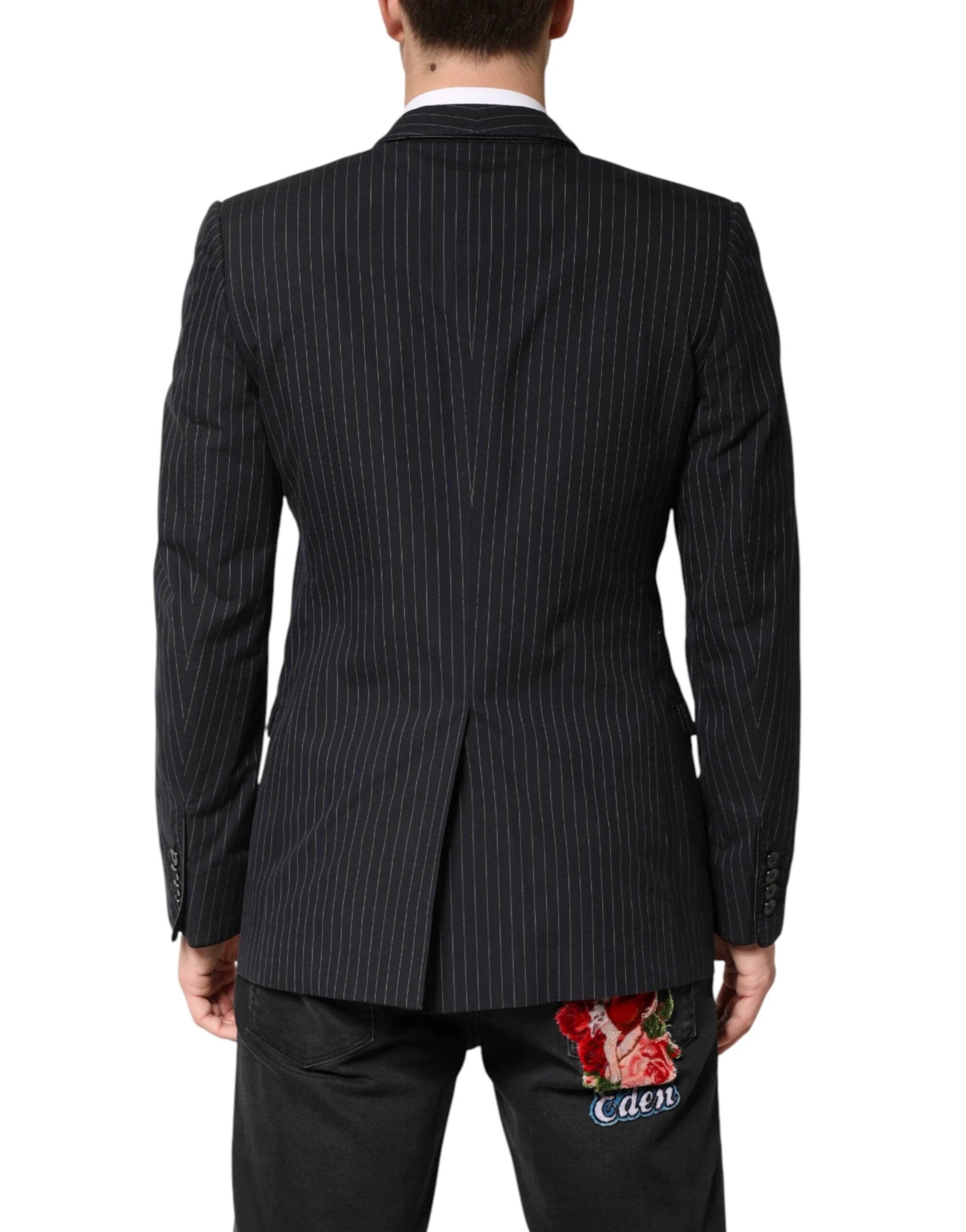 Dolce & Gabbana Black Stripes 1 Button Suit Jacket Blazer by Dolce & Gabbana