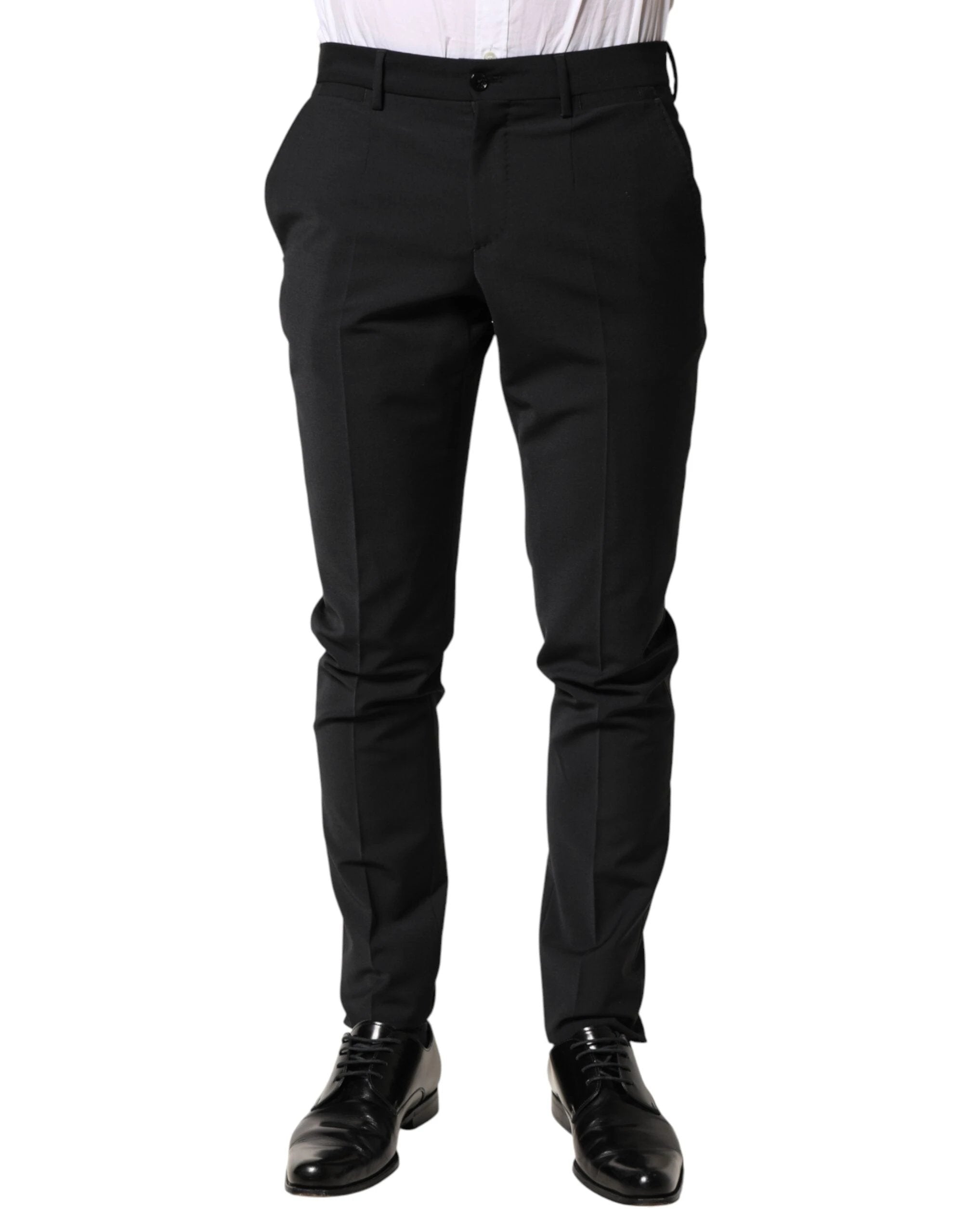 Dolce & Gabbana Black Wool Formal Dress Men Trouser Pants by Dolce & Gabbana