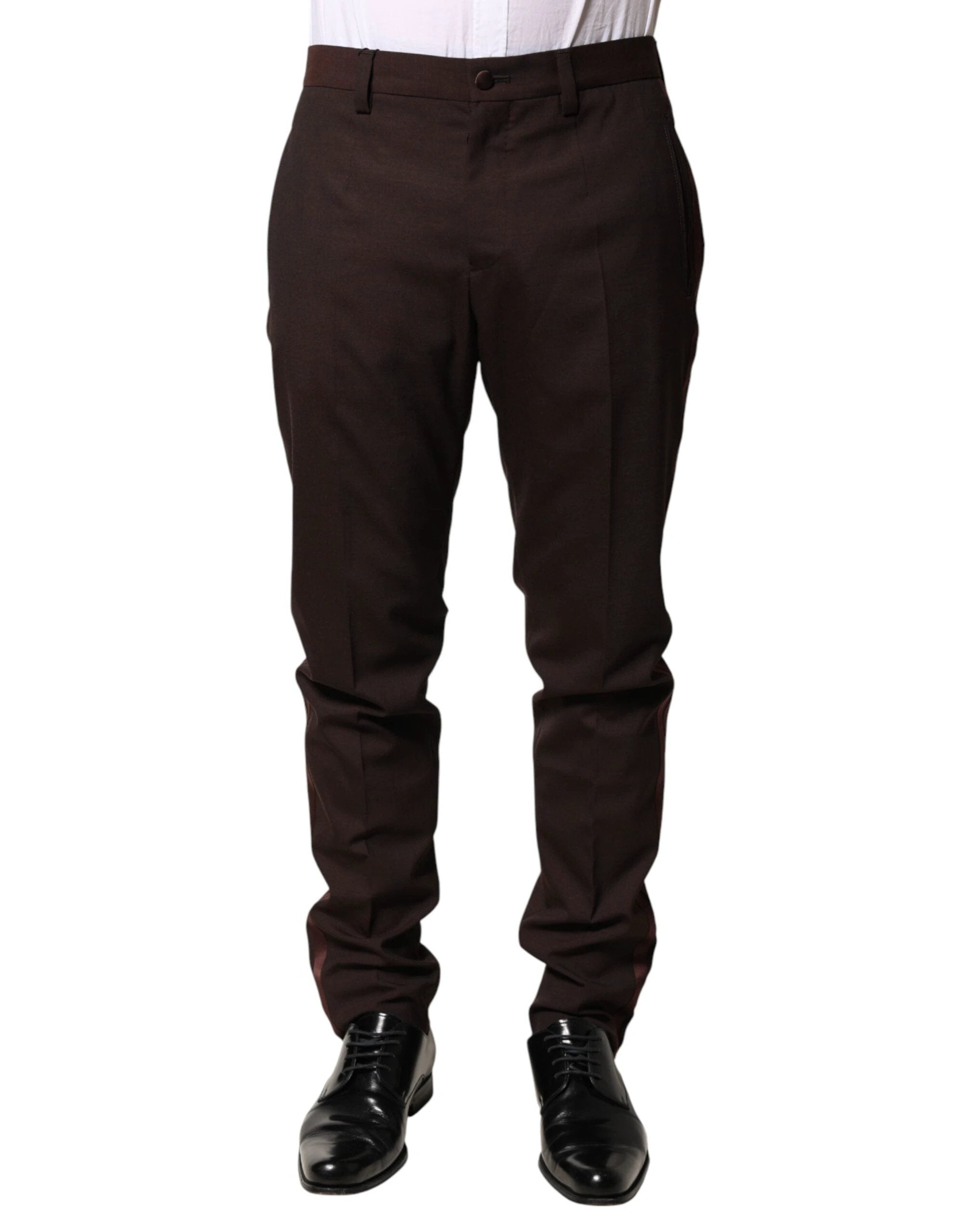 Dolce & Gabbana Brown Polyester Men Dress Trousers Pants by Dolce & Gabbana