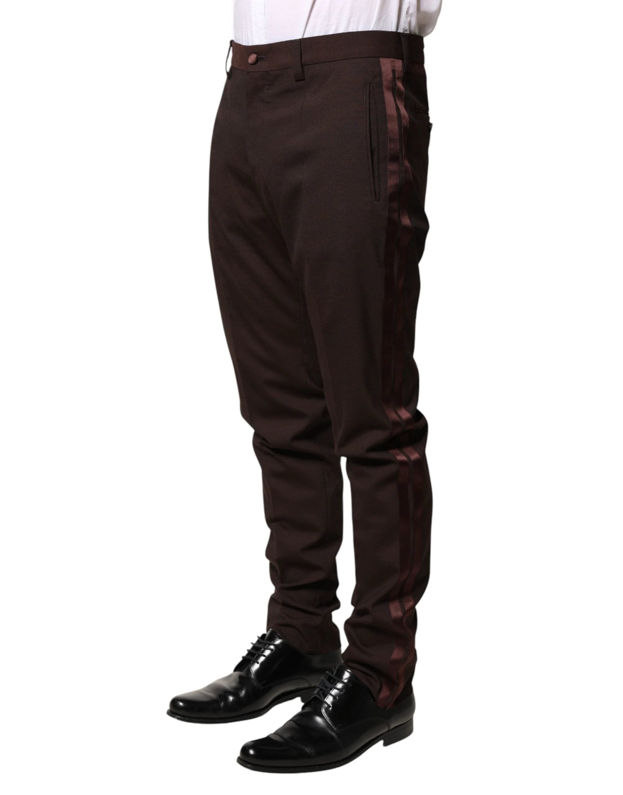 Dolce & Gabbana Brown Polyester Men Dress Trousers Pants by Dolce & Gabbana