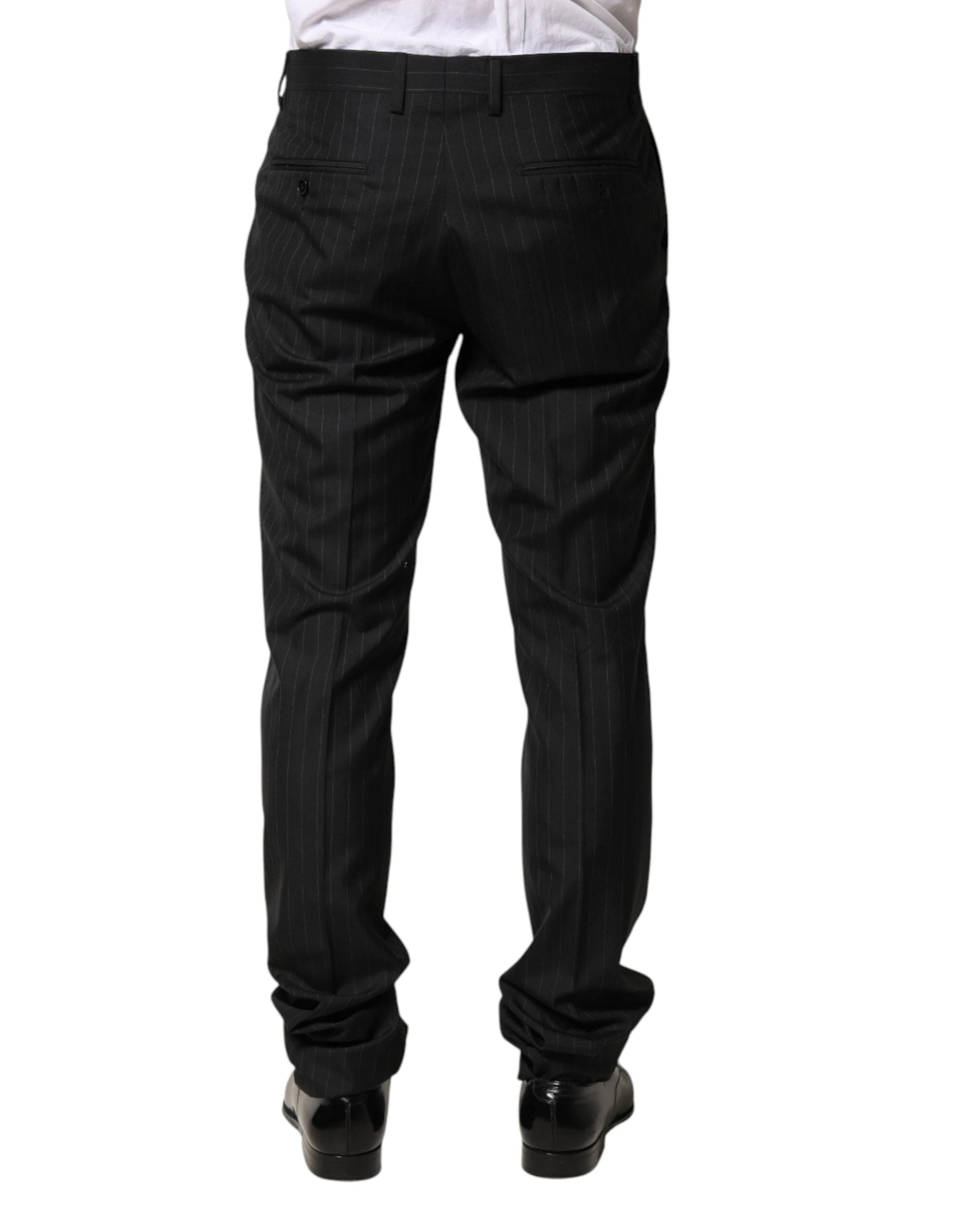 Dolce & Gabbana Black Stripes Wool Men Dress Trousers Pants by Dolce & Gabbana
