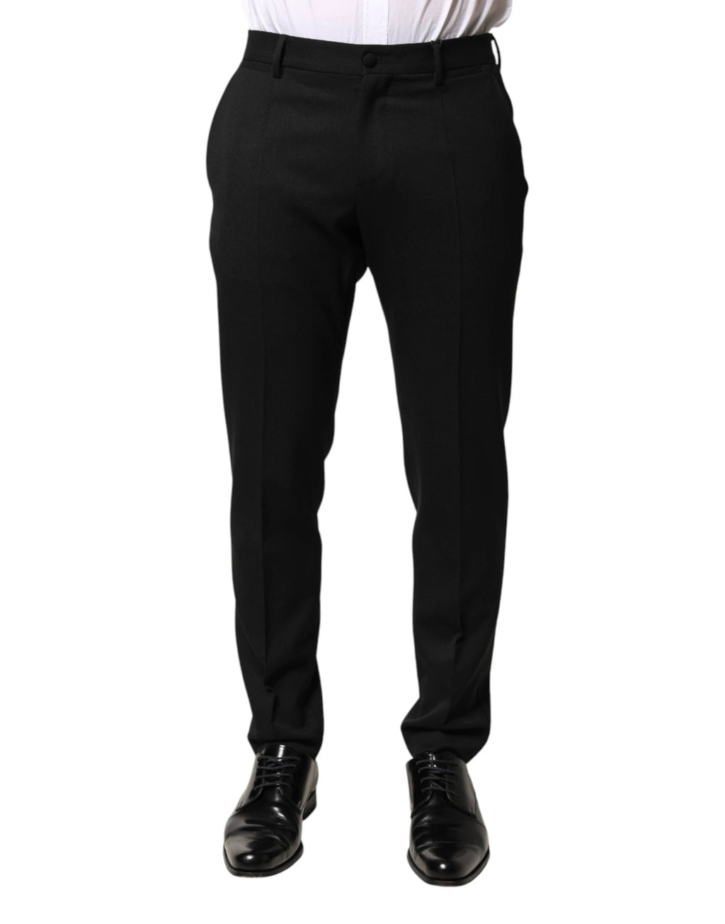 Dolce & Gabbana Black Wool Mid Waist Men Dress Trousers Pants by Dolce & Gabbana