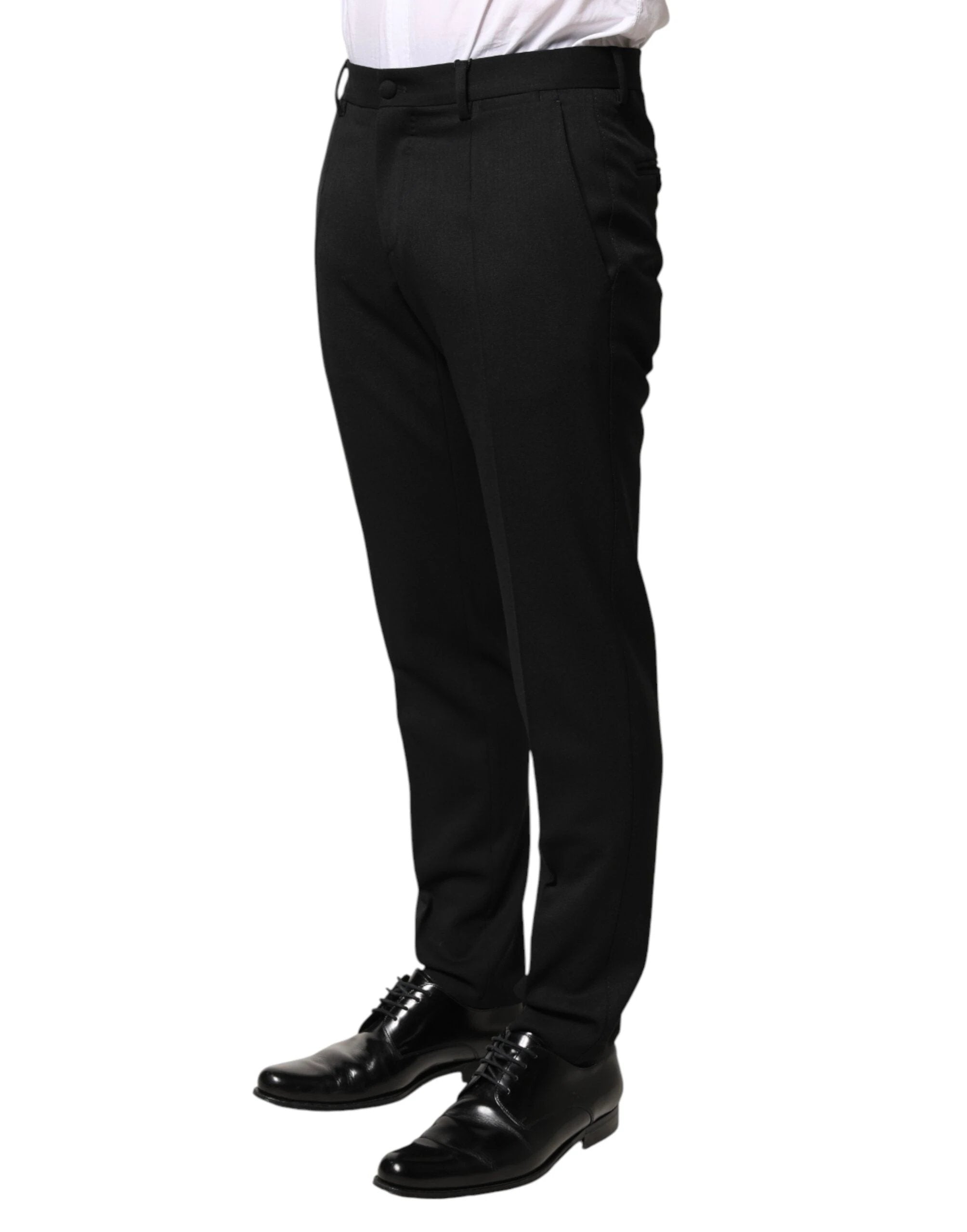 Dolce & Gabbana Black Wool Mid Waist Men Dress Trousers Pants by Dolce & Gabbana
