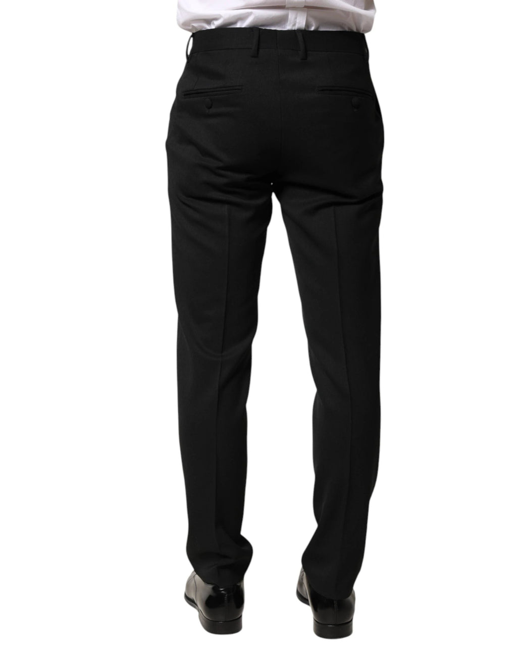 Dolce & Gabbana Black Wool Mid Waist Men Dress Trousers Pants by Dolce & Gabbana