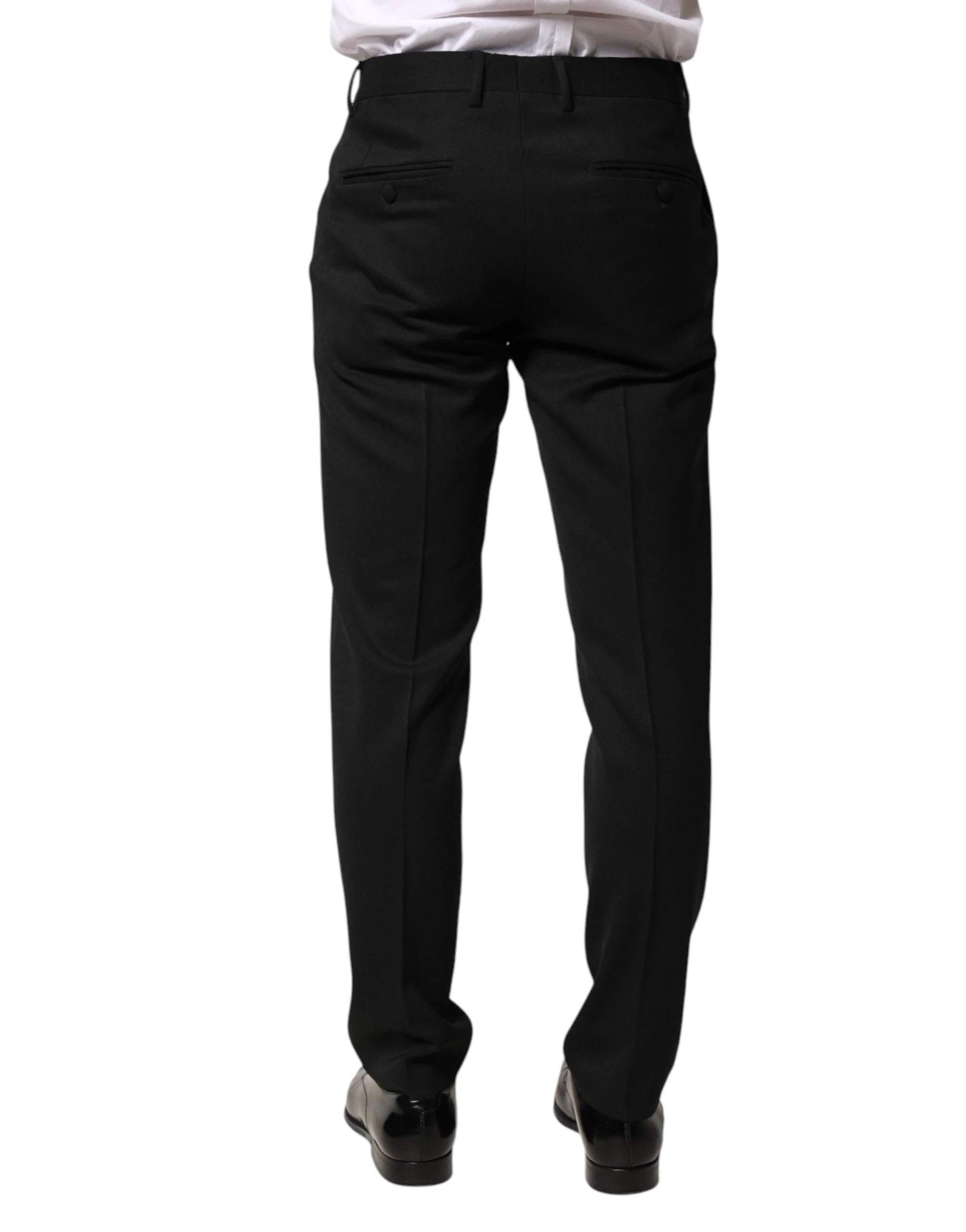 Dolce & Gabbana Black Wool Mid Waist Men Dress Trousers Pants by Dolce & Gabbana