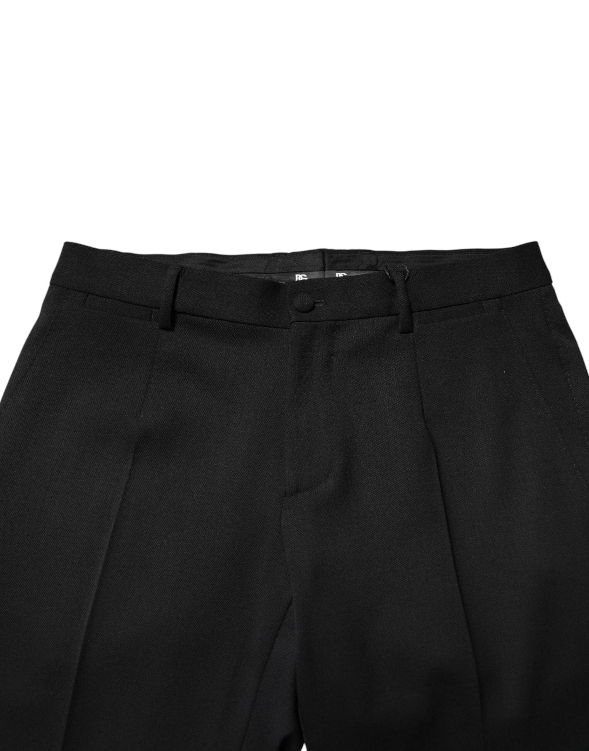 Dolce & Gabbana Black Wool Mid Waist Men Dress Trousers Pants by Dolce & Gabbana